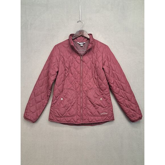 Eddie Bauer Women Medium Maroon Red Quilted Full Zip Fall Winter Jacket - Picture 1 of 7